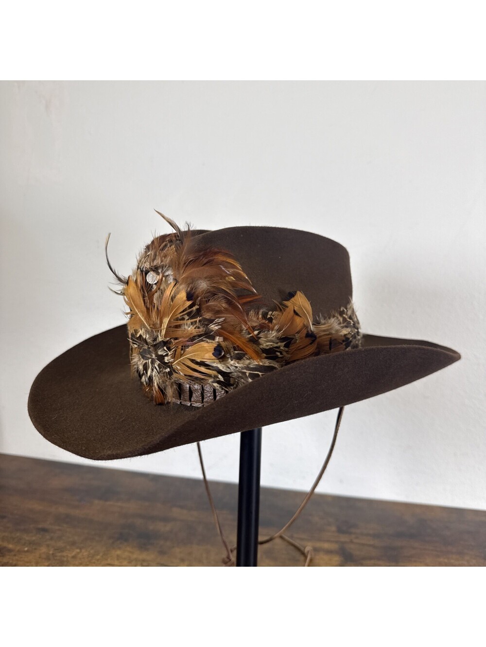 Vintage Stetson 3X Beaver Western Cowboy Hat Size 7 1978 Feather Band Brown EUC